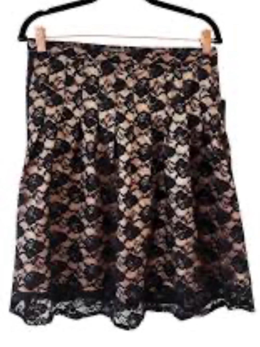 Vertigo Paris Black Lace Circle Skirt with Nude Lining